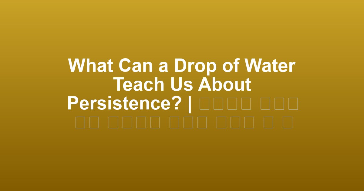 What Can a Drop of Water Teach Us About Persistence? | 물방울이 인내에 대해 우리에게 무엇을 가르쳐 줄 수 있을까요?